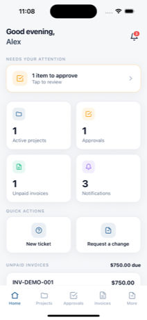 Home dashboard